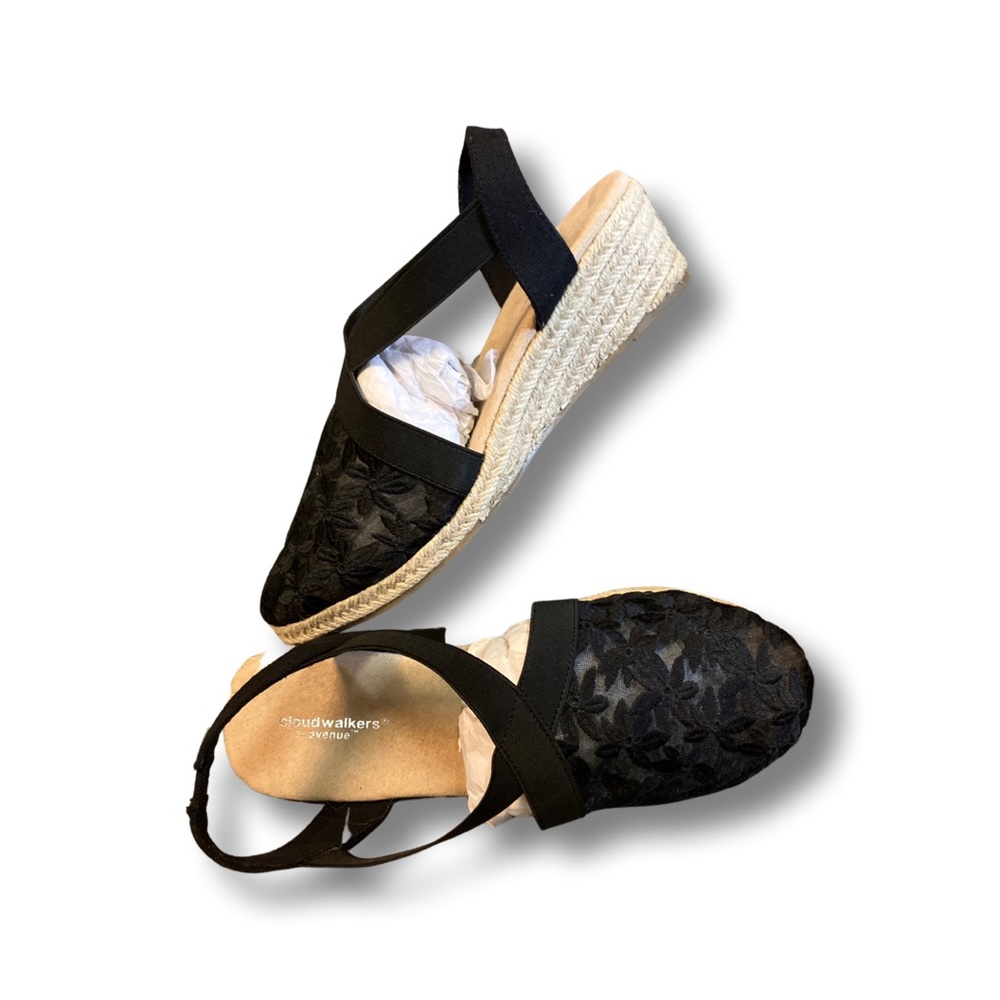 Sheer top , woven platform